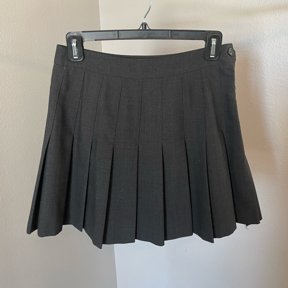 Pleated Heather Grey Mini Skirt